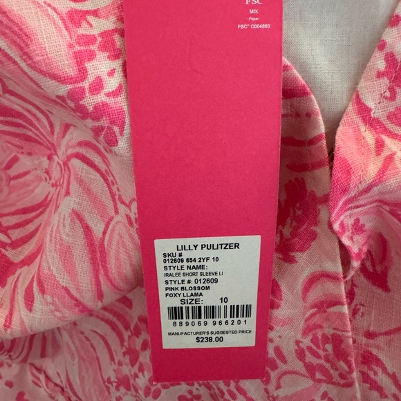 Lilly Pulitzer Dresses & Skirts - NEW Lilly Pulitzer Iralee Linen Wrap Dress Size 10 Pink Blossom Foxy Llama